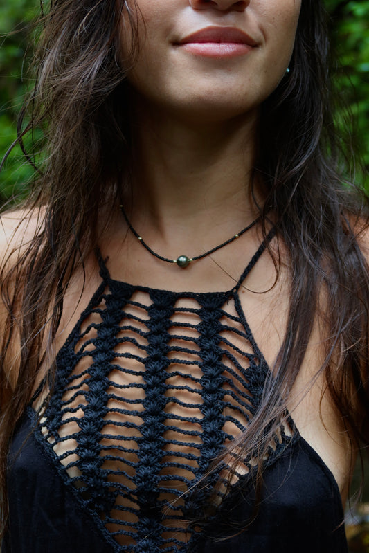 The Mini Beaded Necklace in Storm