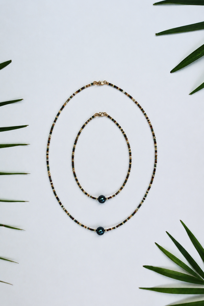 The Mini Beaded Necklace in Camo