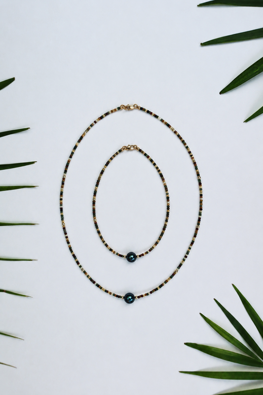 The Mini Beaded Necklace in Camo