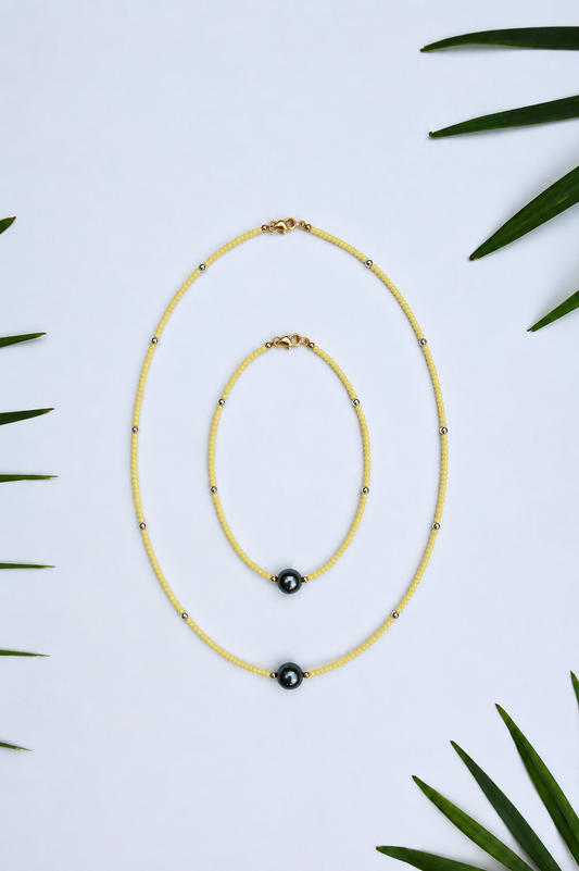 The Mini Beaded Necklace in Butter