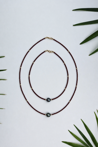 The Mini Beaded Necklace in Espresso