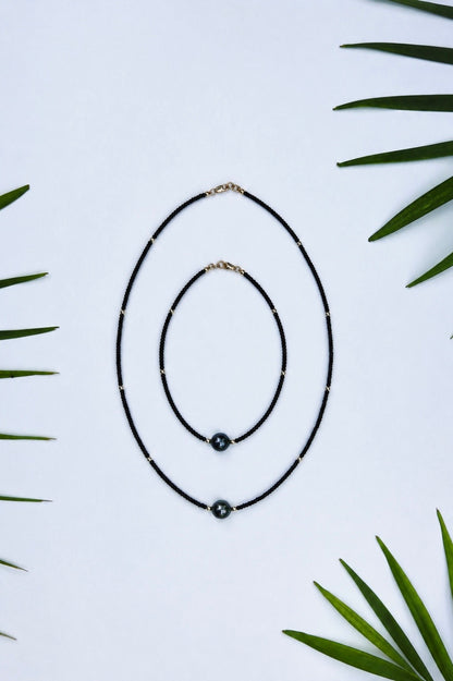 The Mini Beaded Necklace in Storm