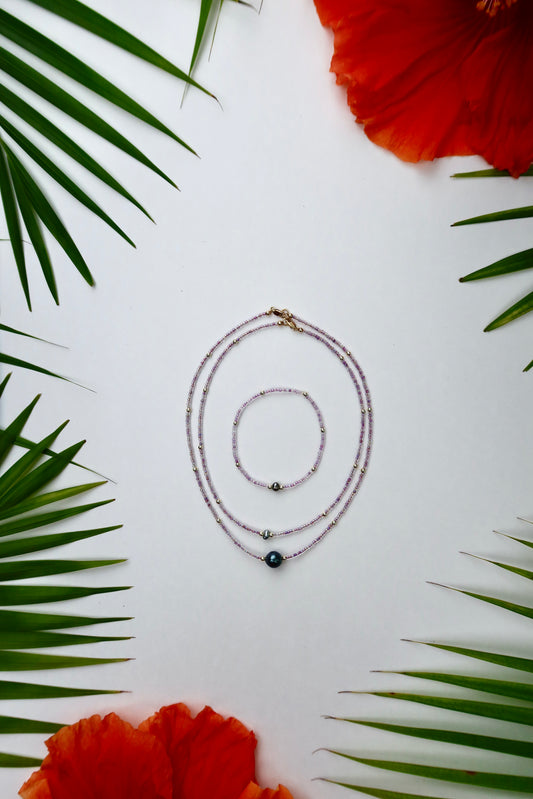 The Mini Beaded Necklace in Lilac