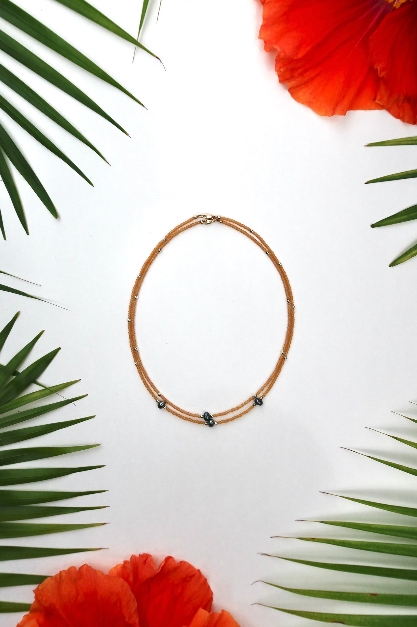 The Mini Beaded Necklace in Peach