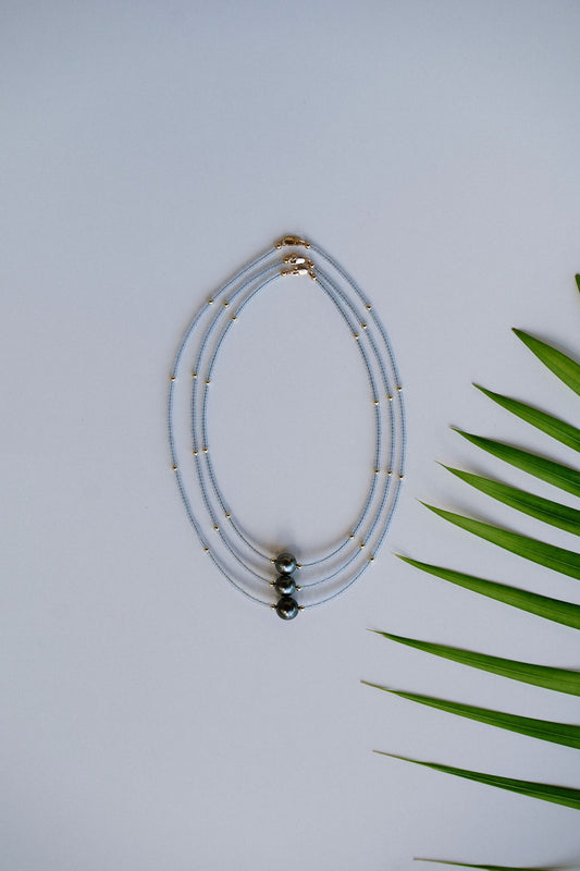 The Mini Beaded Necklace in Periwinkle